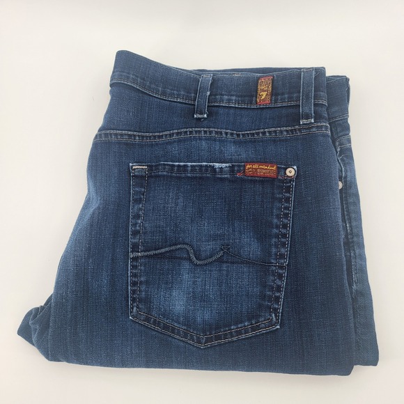 7 For All Mankind Austyn Relaxed Straight Leg Dark Wash Jeans mens 40 X26 Hemmed - Picture 1 of 10